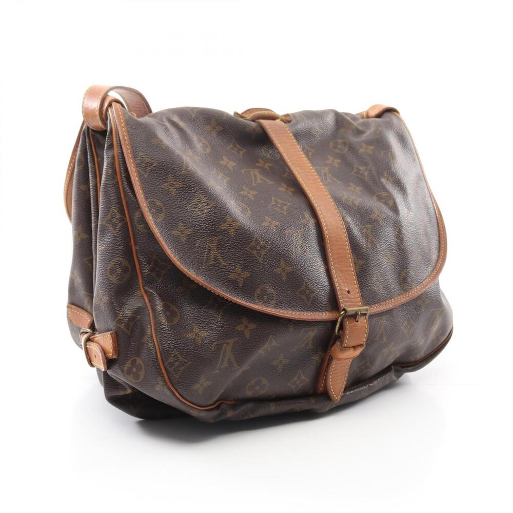 Louis Vuitton Leather Monogram Brown Canvas Saumur Bag Shoulder Brown